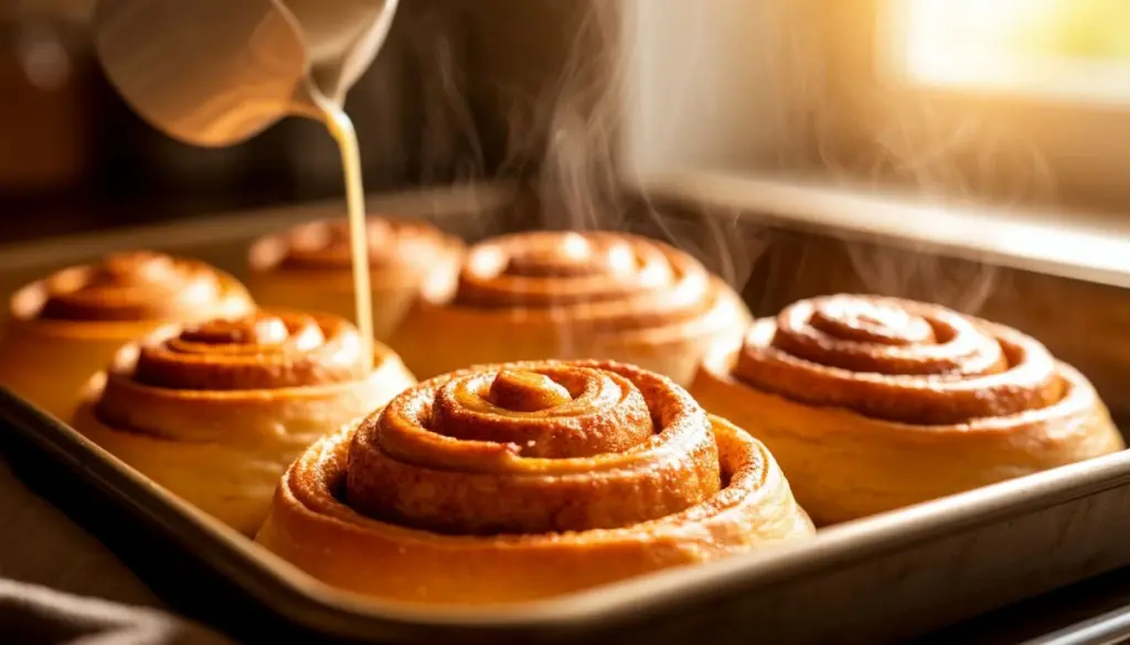 Dlaczego doświadczeni cukiernicy polewają cynamonki ciepłym mlekiem tuż przed pieczeniem