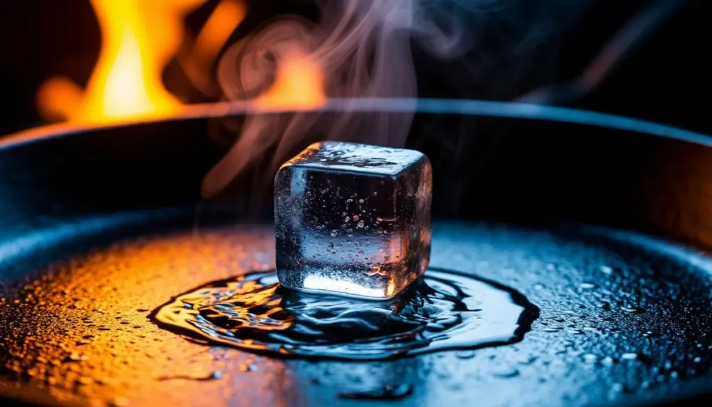 Dlaczego doświadczeni kucharze kładą kostkę lodu na gorącą patelnię