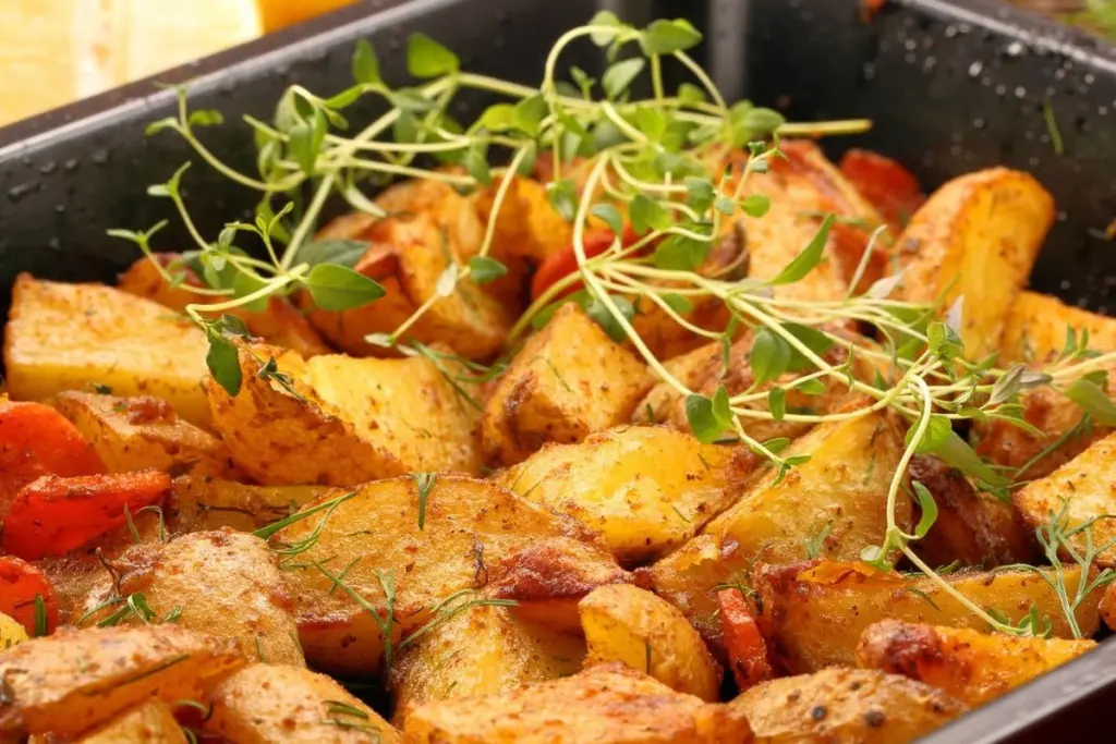 Dlaczego kucharze przed pieczeniem obtaczają ziemniaki w mące ziemniaczanej